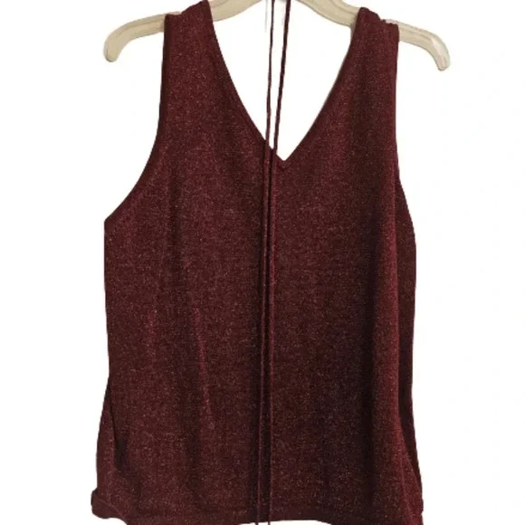 Old Navy Dark Red Sparkle V-neck Tank Top - Picture 2 of 6